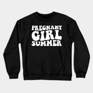 Groovy Pregnancy Reveal Pregnant Girl Summer Baby Shower Crewneck Sweatshirt